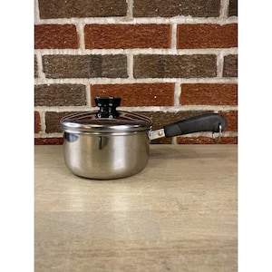 VTG Revere Ware 1 QT Stainless Steel Disc Bottom Sauce Pan W/Lid Tri-Ply Bottom