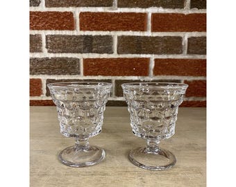 Fostoria Juice Glass Indiana American Cubist 3-7/8" Footed Vintage Set Of 2
