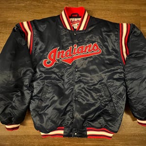 Veste Vintage Starter Cleveland Indians Rouge Satin - Taille M - MLB