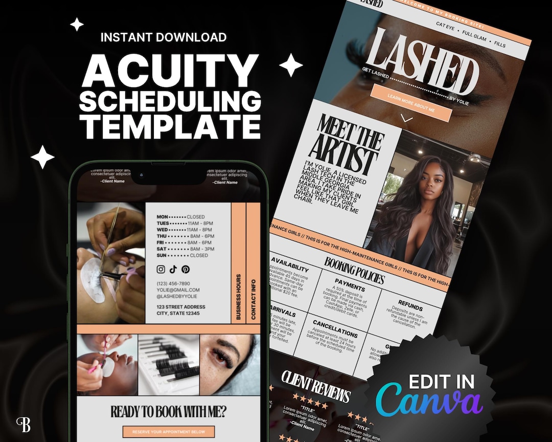 Lash Tech Acuity Scheduling Template | Custom Booking Site for Lash ...