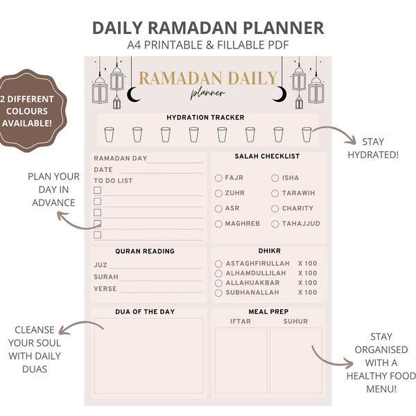 2024 Ramadan Daily Planner, Digital PDF file, Printable file, Ramadan productivity, Habit tracker, Salah checklist, Goodnotes, ipad