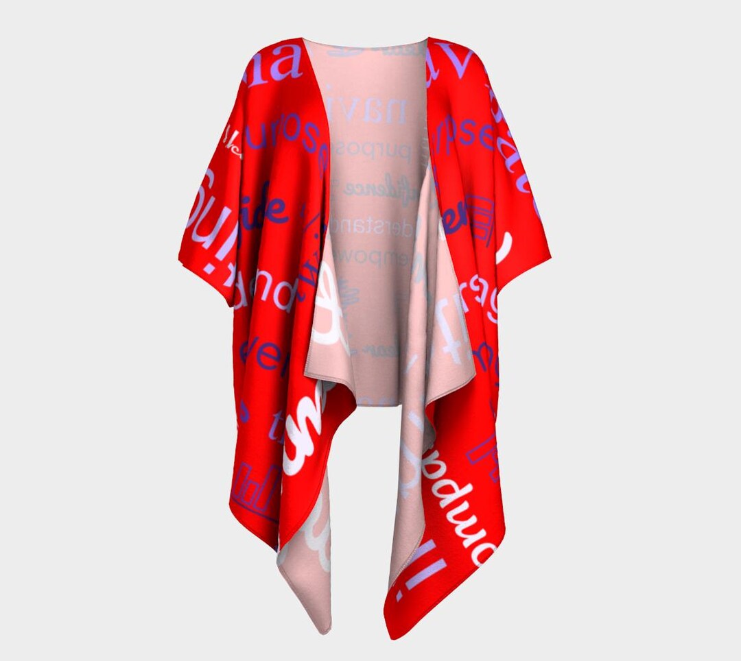 Alignment Red Silk/chiffon Kimono - Empowering Words for Life's Journey ...