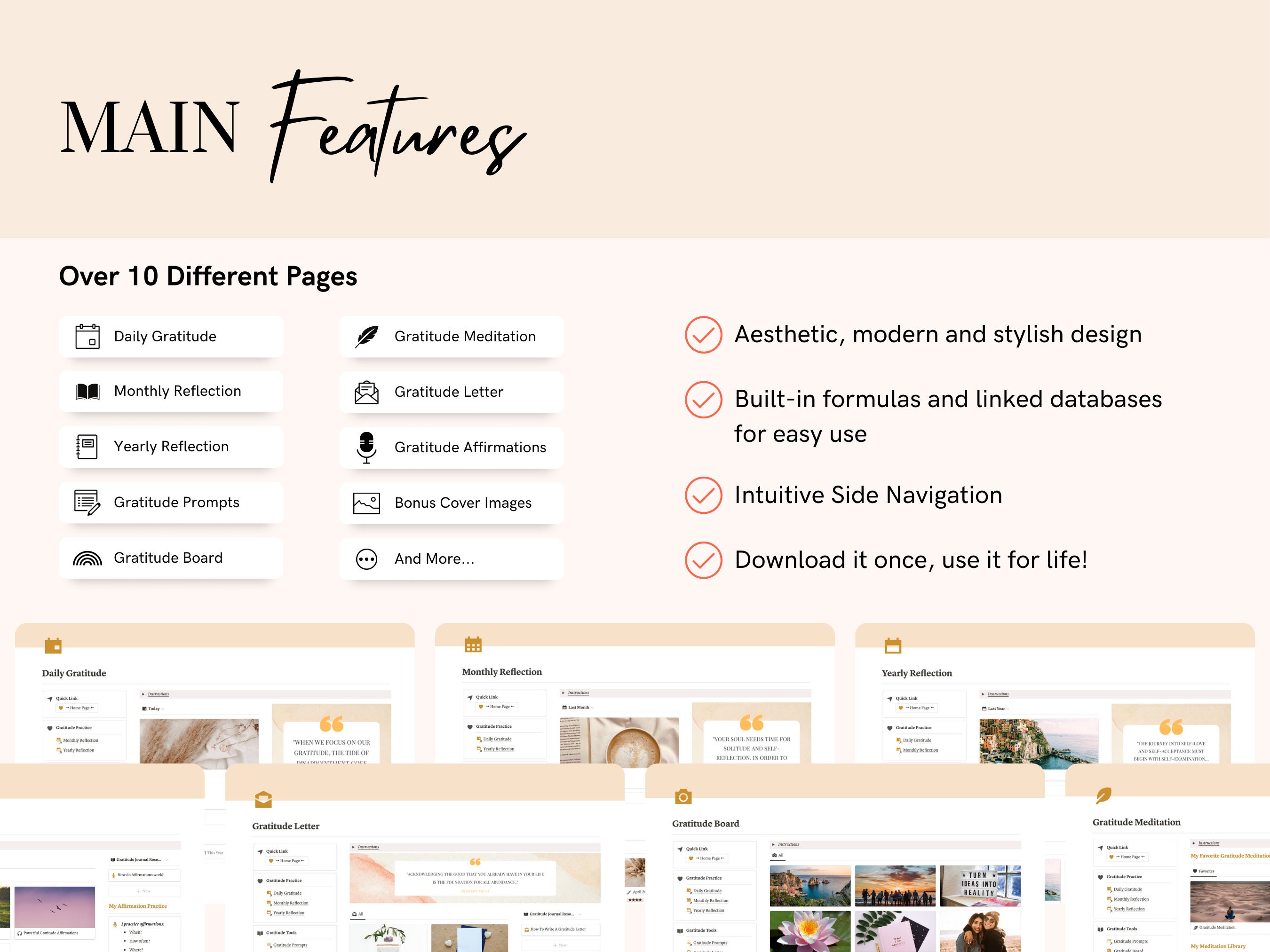 Notion Gratitude Journal Digital Gratitude Planner Notion Template Non ...