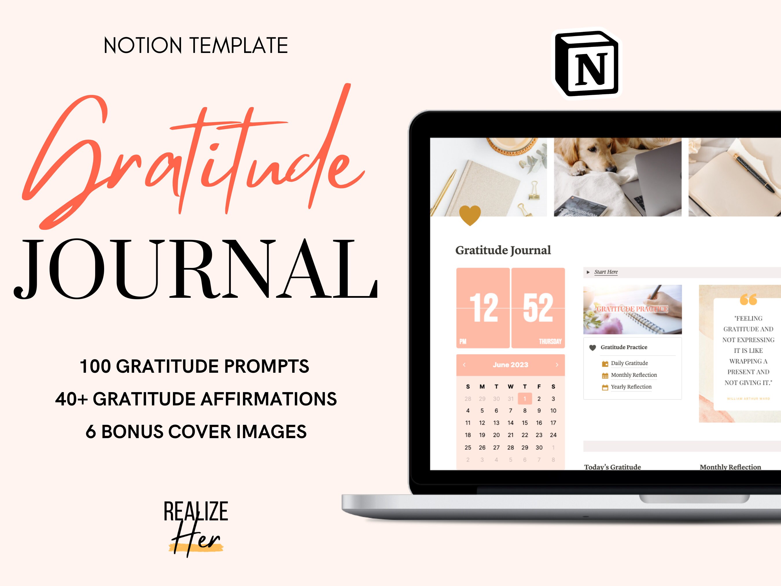Notion Gratitude Journal Digital Gratitude Planner Notion Template Non ...