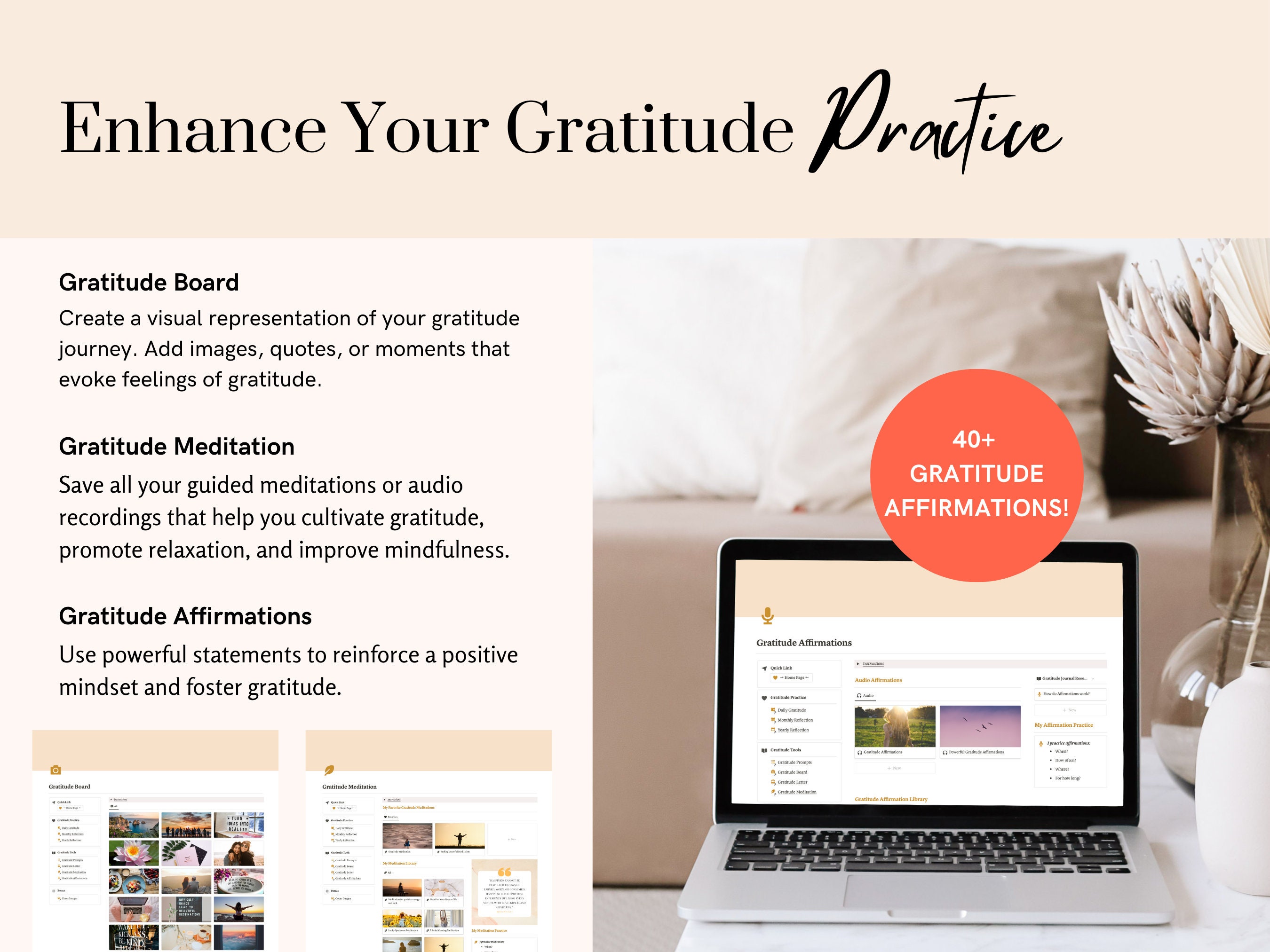 Notion Gratitude Journal Digital Gratitude Planner Notion Template Non ...
