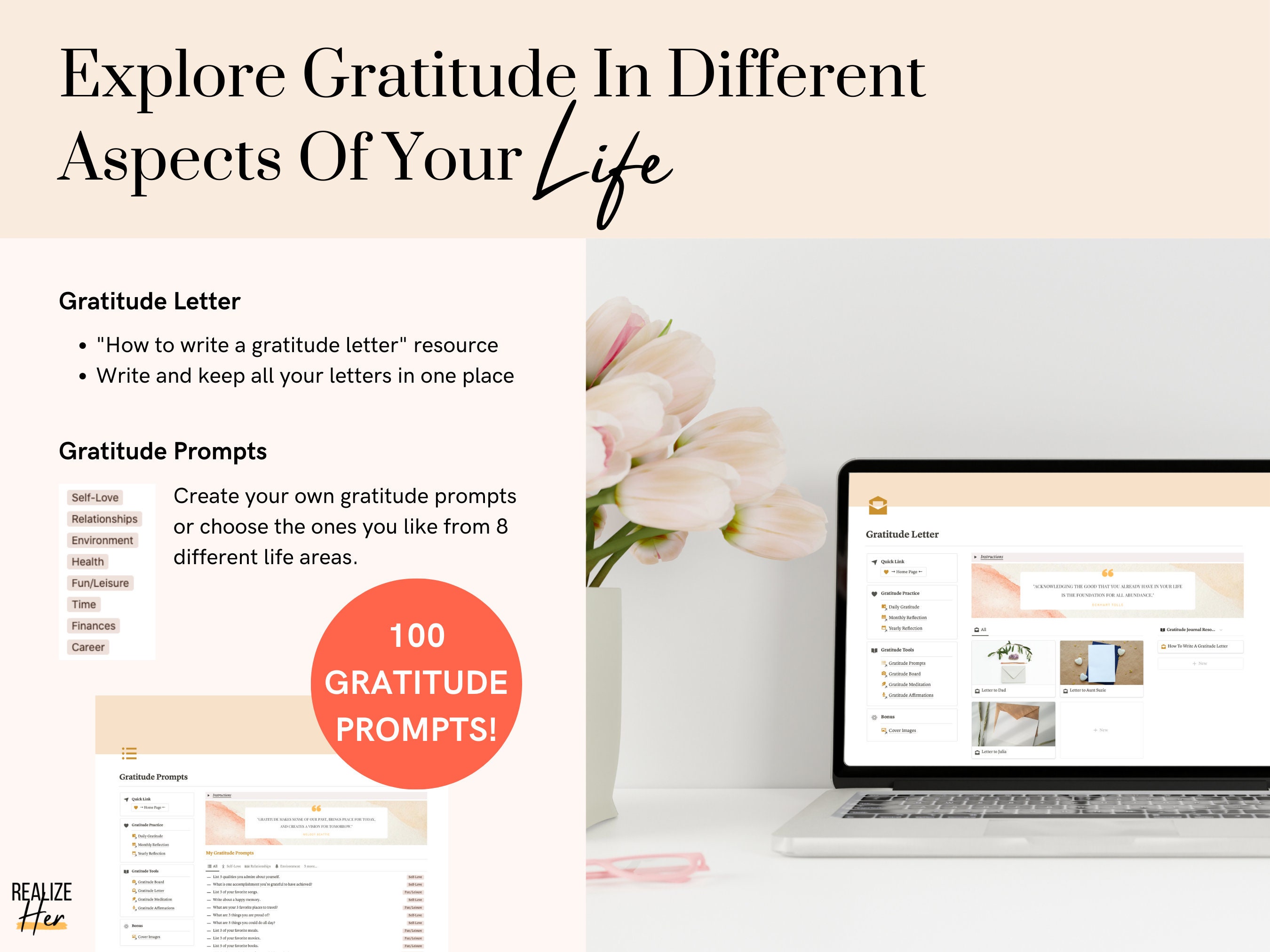 Notion Gratitude Journal Digital Gratitude Planner Notion Template Non ...