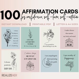 Positive Affirmation Cards For Law Of Attraction Printables Manifestation Card Deck Digital Vision Board Kit Flashcards Instant Download