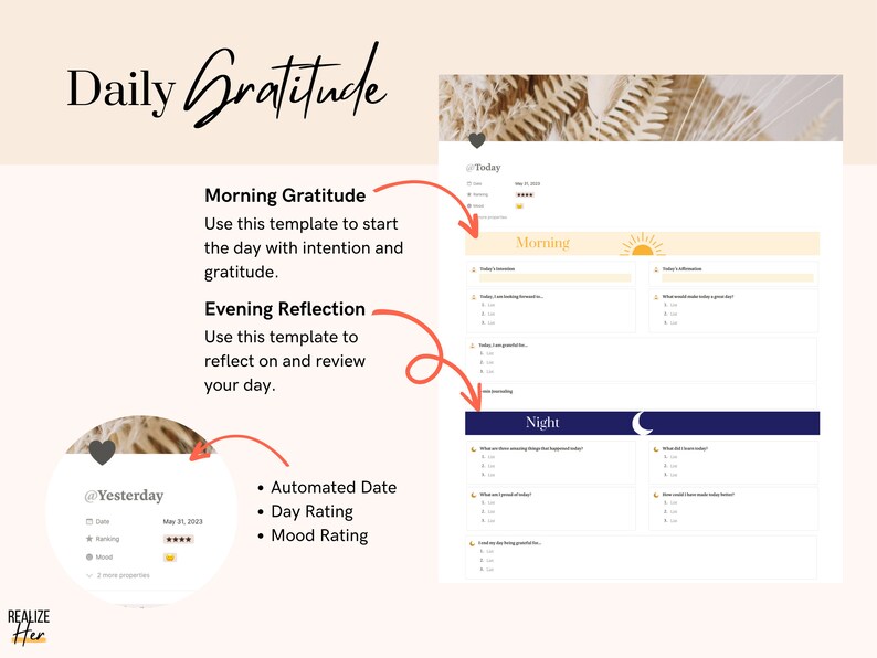 Notion Gratitude Journal Digital Gratitude Planner Notion Template Non ...