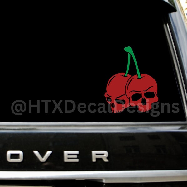 Cherry Skull Layered Car Decal | Cherry Skulls Decal | Custom Car Decal | Skulls and Bones Decal | Laptop Decal | Window Decal