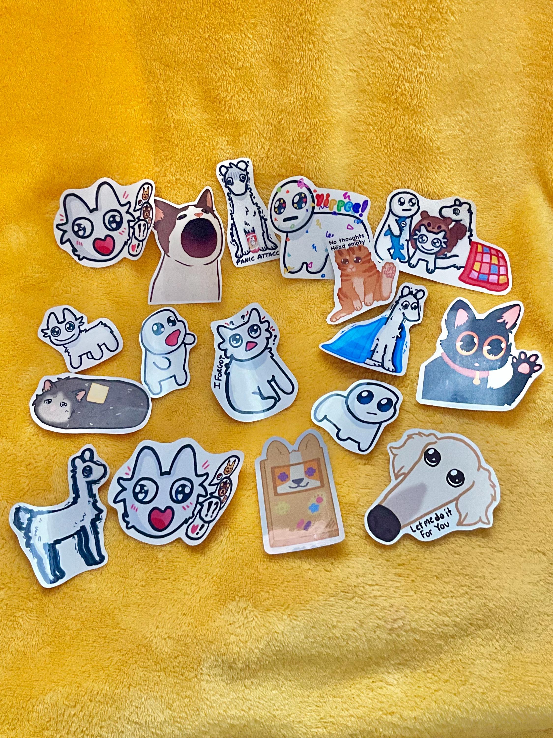 Meme Stickers: Pop Cat, Autism Creature, Borzoi Dog - Etsy