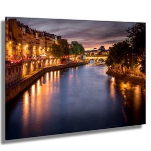 Seine River Reflection Paris Photo, Bridge View of Paris at Daylight, River Light Photography, French Urban Wall Art, Paris Landscape