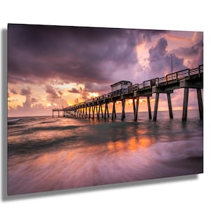 Venice Pier Florida Gulf Sunset Photo, Ocean Pier Wall Art, Coastal Landscape Photography, Venice FL Beach Print, Gulf Coast Decor