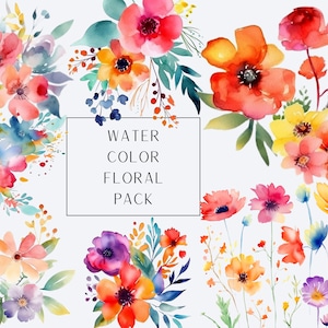 Hell | Aquarell Blumen Clip Art | Blumenbündel | Sofortiger Download | PNG | Aufkleber | Aquarell