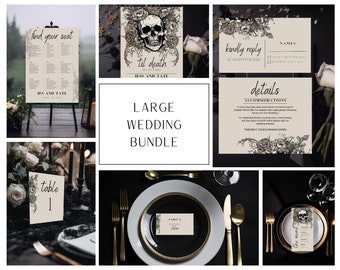 Til Death | Gothic Wedding Invitation Template, RSVP card, Details Card, Instant download, Canva, 5x7 Design, Bundle