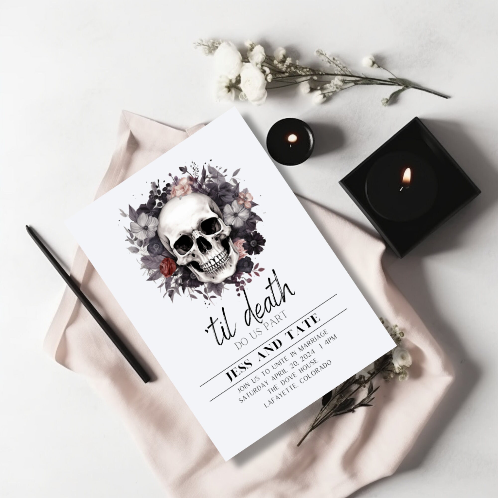Til Death Spooky Wedding Invitation Template, RSVP Card, Details Card ...