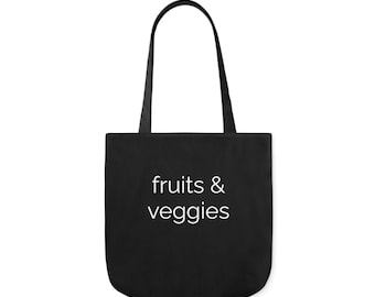 Reusable Grocery Bag - "Fruit & Veggies" | Customized Grocery Bags | Large, Durable Bags | Canvas Washable Shopping Bag | Cute Shopping Bag