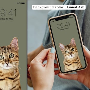 Custom iphone wallpapers pet drawing, watercolor digital download print, iphone and samsung personalized lockscreen