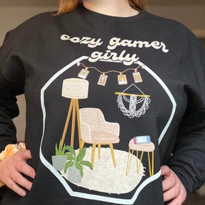 Cozy Gamer Sweatshirt, cozy gaming sweatshirt, cozy gamer gift, cozy gaming, girly gamer sweatshirt, acnh sweatshirt, stardew sweatshirt