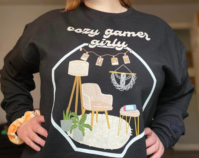 Cozy Gamer Sweatshirt, cozy gaming sweatshirt, cozy gamer gift, cozy gaming, girly gamer sweatshirt, acnh sweatshirt, stardew sweatshirt