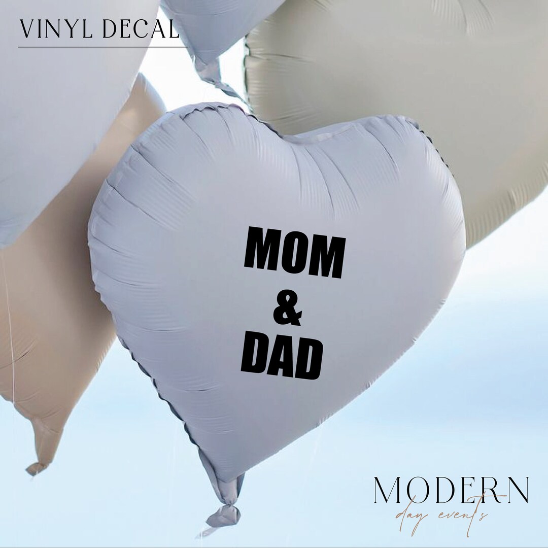 Mom & Dad Black Vinyl Baby Announcement Balloon Decal, Baby ...