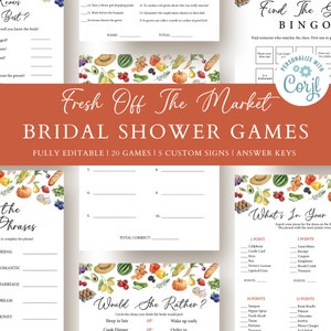 Fresh Off The Market Bridal Shower Games Bundle, Citrus Bridal Shower Games, Bridal Brunch, Spring Bridal Shower, Bridal Shower Games