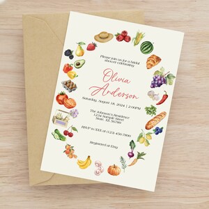 Farmer&#39;s Market Bridal Shower, Fresh Off the Market Bridal Shower Theme Invitation, Bridal Shower, Invitation, Template, Garden Party, IN005