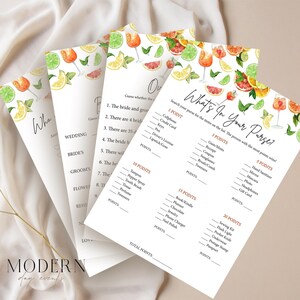 Love at First Spritz Bridal Shower Game Bundle, Citrus Bridal Shower Theme, Games, Bridal Brunch, Spring Bridal Shower, Bridal Shower Games