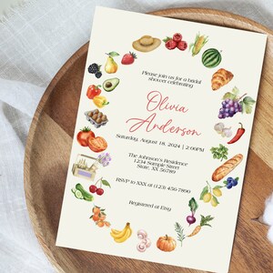 Farmer&#39;s Market Bridal Shower, Fresh Off the Market Bridal Shower Theme Invitation, Bridal Shower, Invitation, Template, Garden Party, IN005