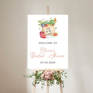 Farmer&#39;s Marker Bridal Shower, Fresh Off the Market Bridal Shower Theme Welcome Sign, Bridal Shower, Welcome Sign, Template, Garden Party,