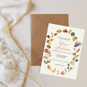 Farmer&#39;s Market Bridal Shower, Fresh Off the Market Bridal Shower Theme Invitation, Bridal Shower, Invitation, Template, Garden Party, IN005
