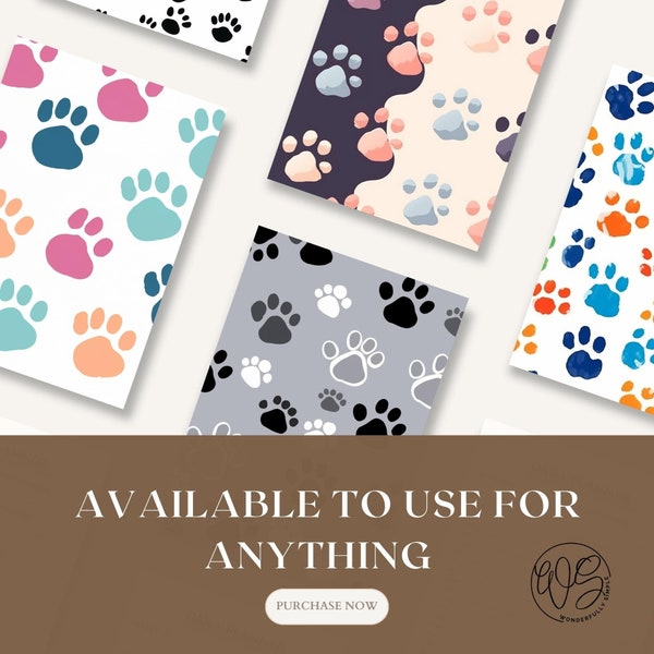 Dog Paw Prints,digital papers, Paw print digital download, animal scrapbook papers, animal prints, wallpaper, dog background, commercial use