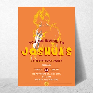 Faire-part d'anniversaire personnalisé Anime Dragonball Goku