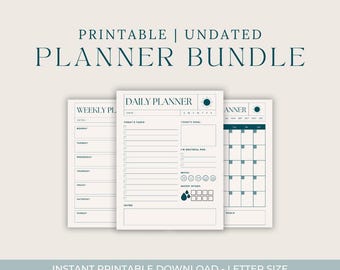 Minimalist Planner Bundle: Daily, Weekly, Monthly PDF (Instant Download)