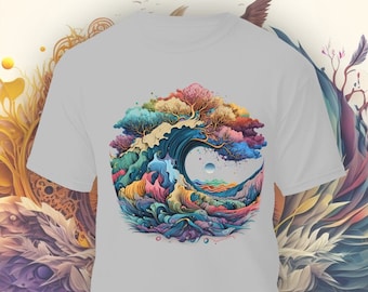 The Great Wave Of Nature Tshirt, The Great Wave Off Kanagawa T-shirt, Boho Minimalist Japanese Art Style Top, Vintage Gift Graphic Tee Shirt