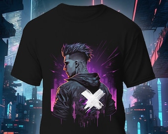 Camiseta Cyberpunk Anime Manga, camiseta Cyber Punk Urban Synthwave, top de ciencia ficción Vaporwave futurista, camiseta gráfica streetwear unisex negra