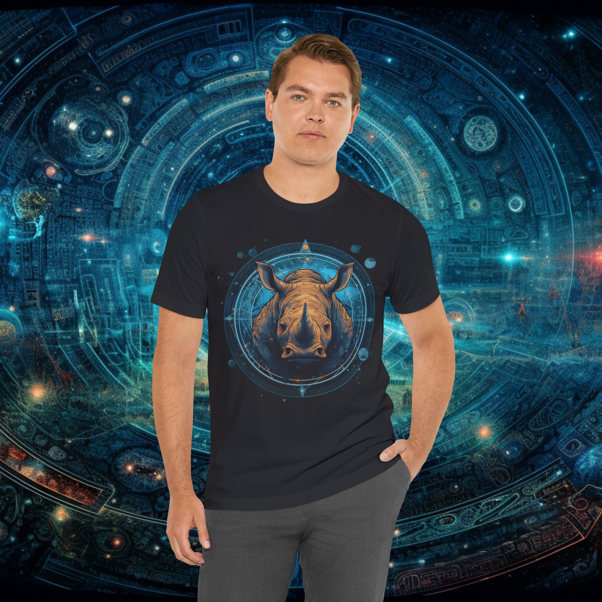 Cosmic Rhino Tshirt, Lunar Space Astronomy T-shirt, Celestial Galaxy ...