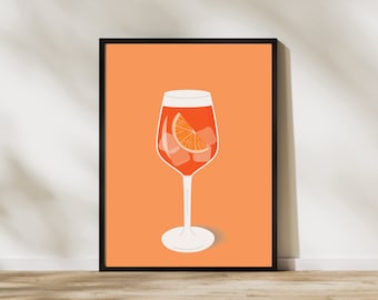 Elegante Aperol Spritz stampabile Wall Art / Cocktail Lover's Decor / Download digitale per Home Bar Print / Instant Print / Bar Cart Art