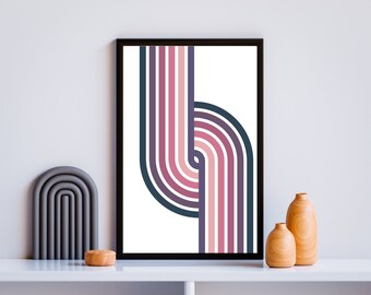 Boho Pink Line Art Prints Mid Century Wall Decor stampabile - tocco di arte utilizzando le nostre carismatiche stampe artistiche Boho Pink Line