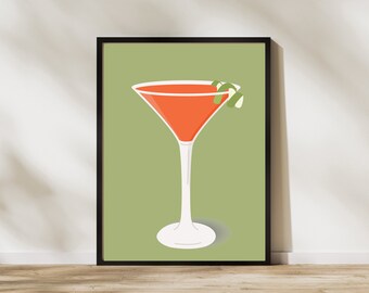 Elegante carrello da bar Cocktail Wall Art / Stampa cosmopolita / Cocktail Art Déco alla moda / Cosmo d'arte stampabile digitale scaricabile