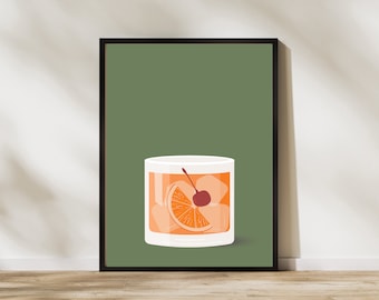 Elegante arte della parete stampabile Old Fashion / Decorazione dell'amante del cocktail / Download digitale per Home Bar / Stampa istantanea / Bar Cart Art
