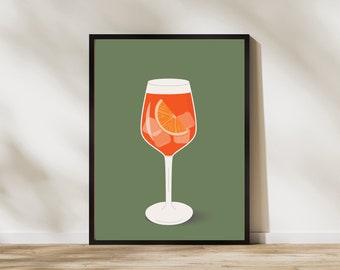 Elegante Aperol Spritz stampabile Wall Art / Cocktail Lover's Decor / Download digitale per Home Bar Print / Instant Print / Bar Cart Art
