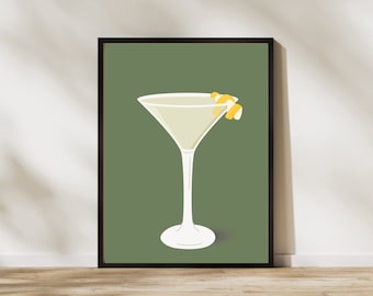 Dry Martini Wall Art Print / Sofisticato Cocktail Lover's Decor / Download digitale per Home Bar Art / Instant Bar Print / Modern Bar Art