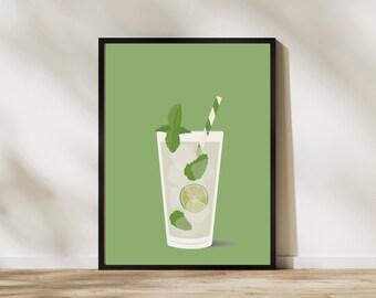 Chic Mojito Wall Art Print / Sofisticato Cocktail Lover's Decor / Download digitale per Home Bar / Instant Print / Modern Bar Cart Art