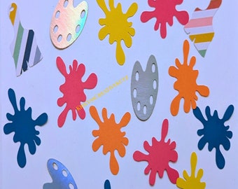 Art Party Confetti, Rainbow Paint Splatter Decorations, 24 Piece