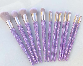 Crystal Bedazzled Bling 12-teiliges Glam Make-up Pinsel-Set | Kosmetik | Schönheits-Werkzeuge | Großverkauf | Verkäufer