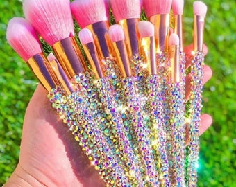 Crystal Bedazzled Bling 12 pc Glam Makeup Brush Set | Cosmetics | Beauty Tools | Wholesale | Vendor