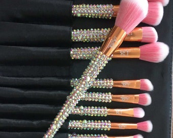Crystal Bedazzled Bling 12-teiliges Glam Make-up Pinsel-Set | Kosmetik | Schönheits-Werkzeuge | Großverkauf | Verkäufer