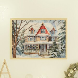 vintage art vintage christmas art christmas png holiday decor home decor christmas painting digital download holiday painting gift for her
