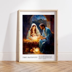 Nativity Scene Nativity Art Nativity Print Christmas Painting Catholic Christmas Catholic Art Catholic Gift Christian Gift Christmas Art