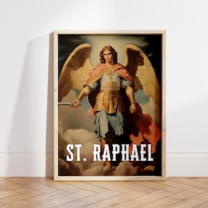 st raphael saint raphael archangel raphael catholic gift confirmation gift christian gift catholic decor catholic wall art catholic painting